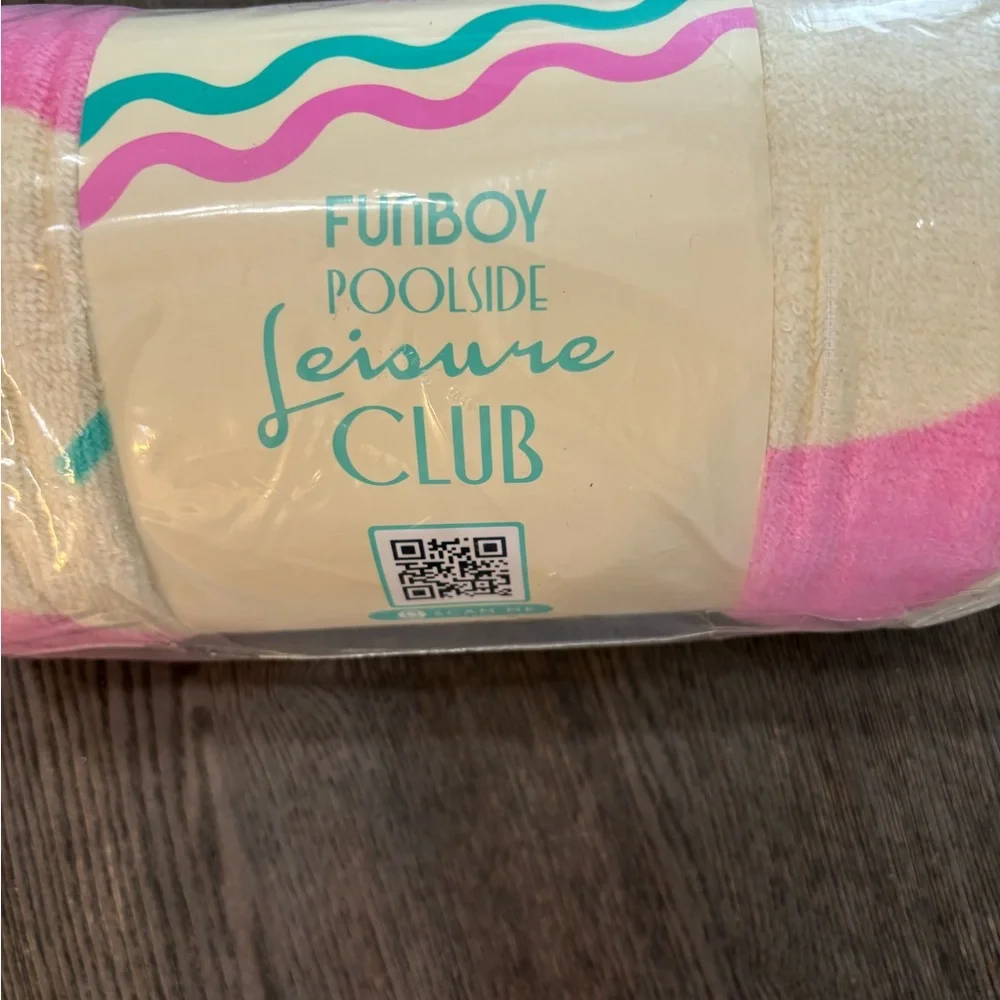 FUNBOY Pink and White Striped Towel.  New